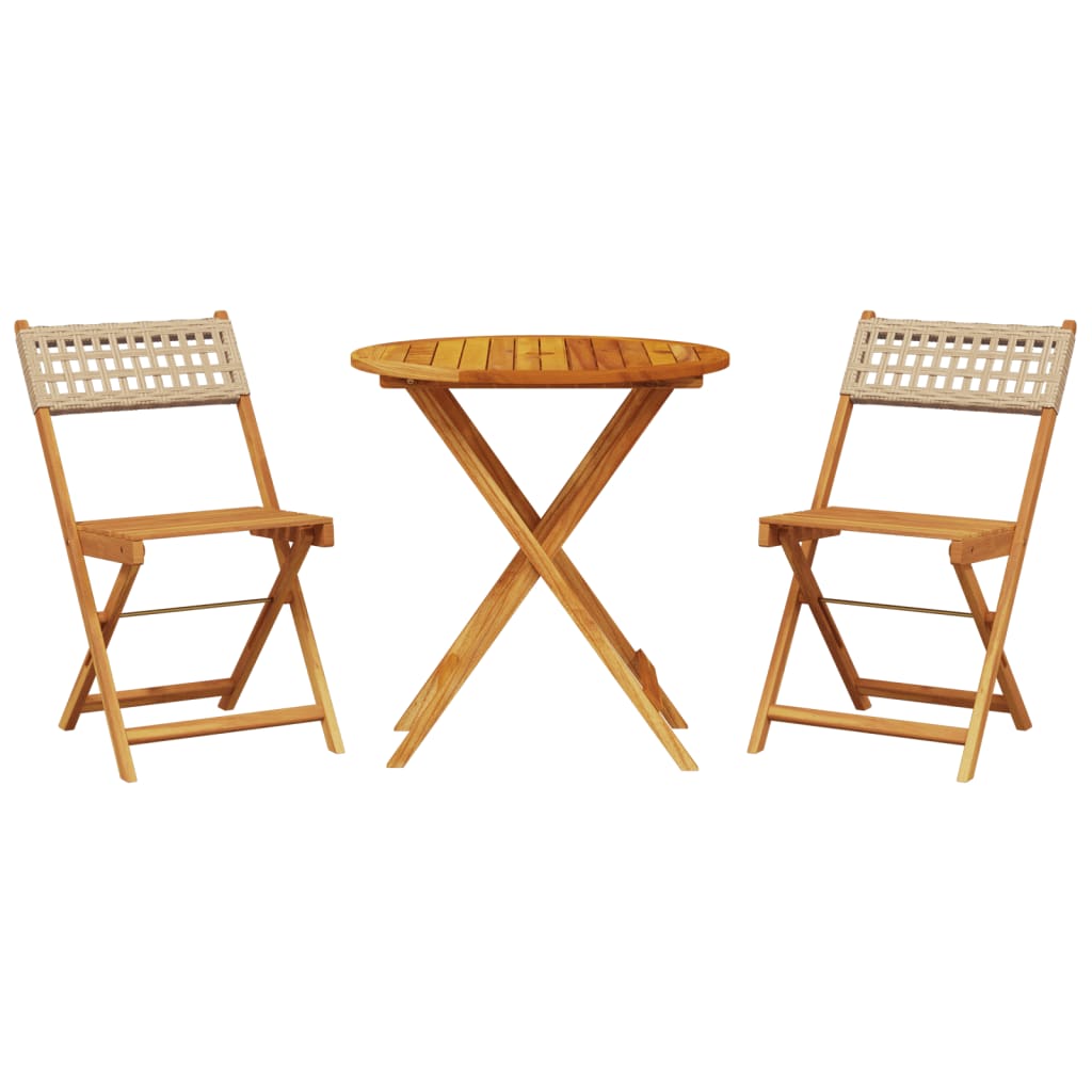 Bistrosett 3 deler beige polyrotting og heltre