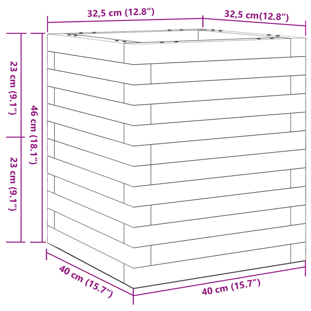 Plantekasse 40x40x46 cm impregnert furu