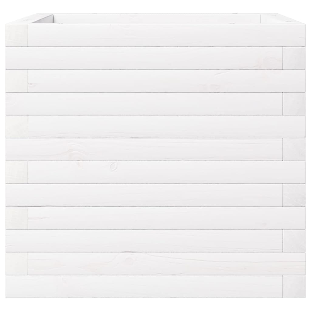 Plantekasse hvit 50x50x46 cm heltre furu