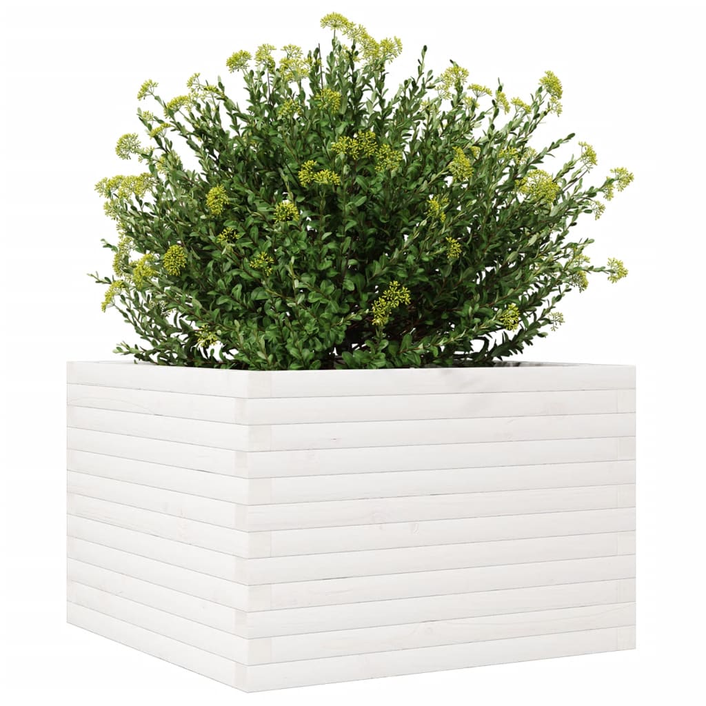 Plantekasse hvit 70x70x46 cm heltre furu