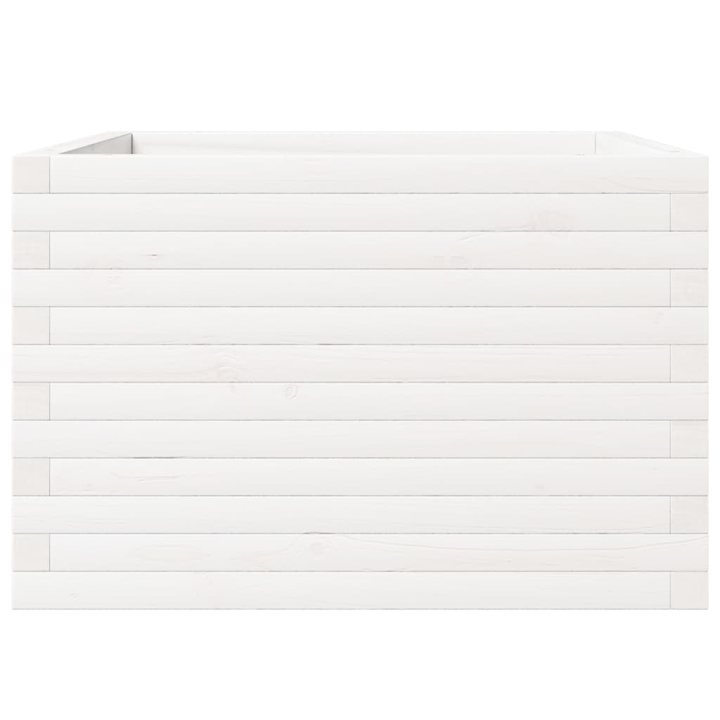 Plantekasse hvit 70x70x46 cm heltre furu