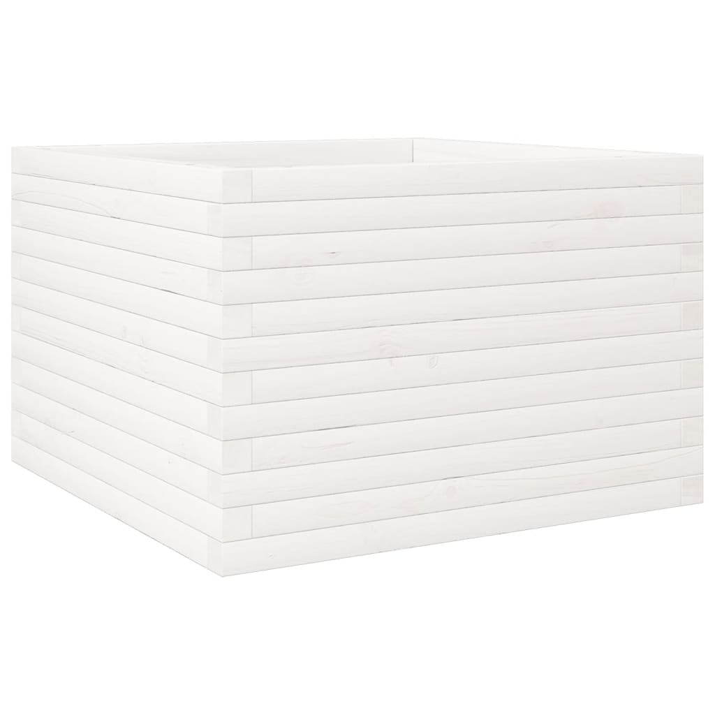 Plantekasse hvit 70x70x46 cm heltre furu