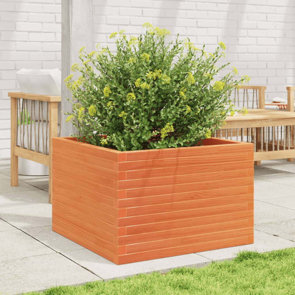 Plantekasse voksbrun 70x70x46 cm heltre furu