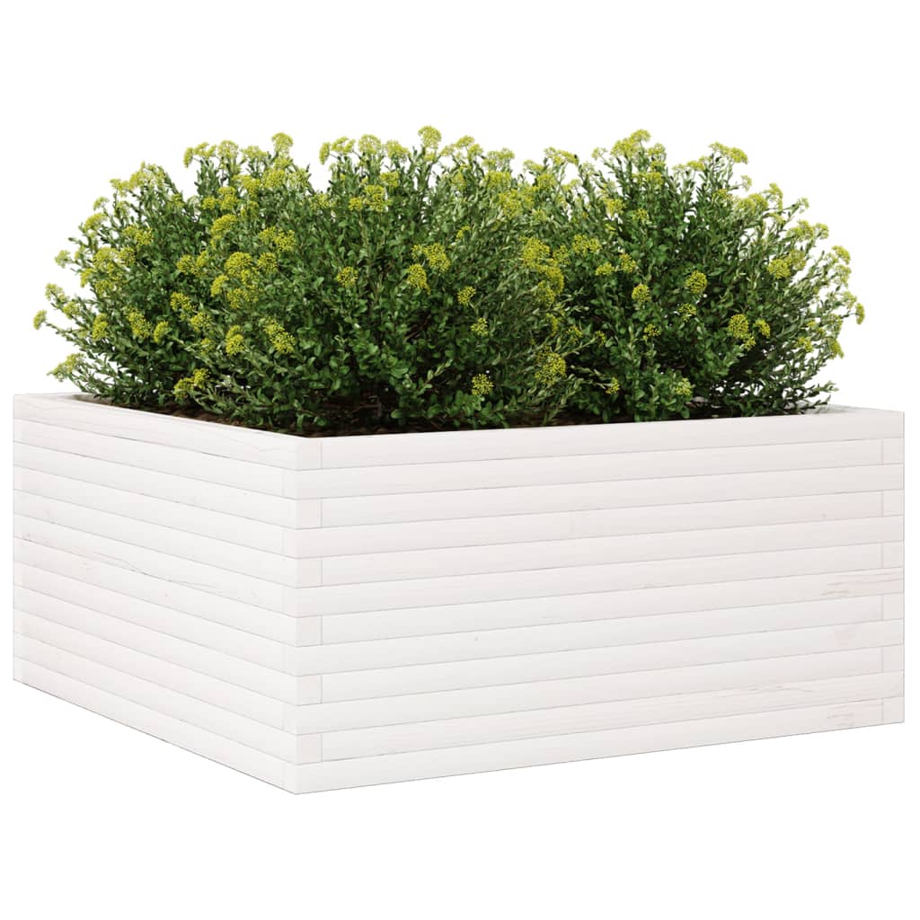Plantekasse hvit 100x100x46 cm heltre furu