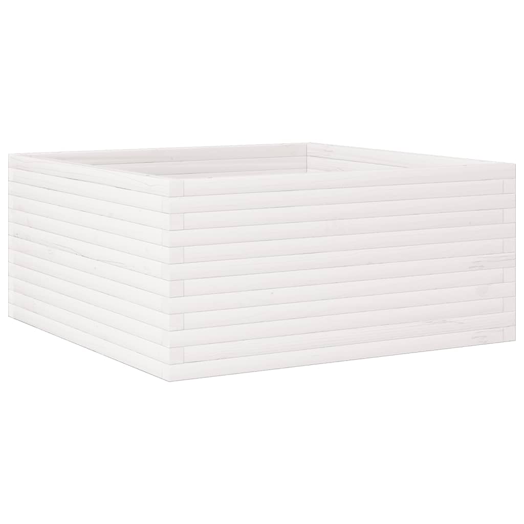 Plantekasse hvit 100x100x46 cm heltre furu