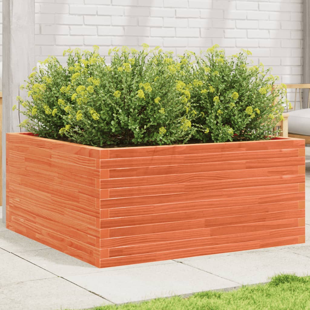 Plantekasse voksbrun 100x100x46 cm heltre furu