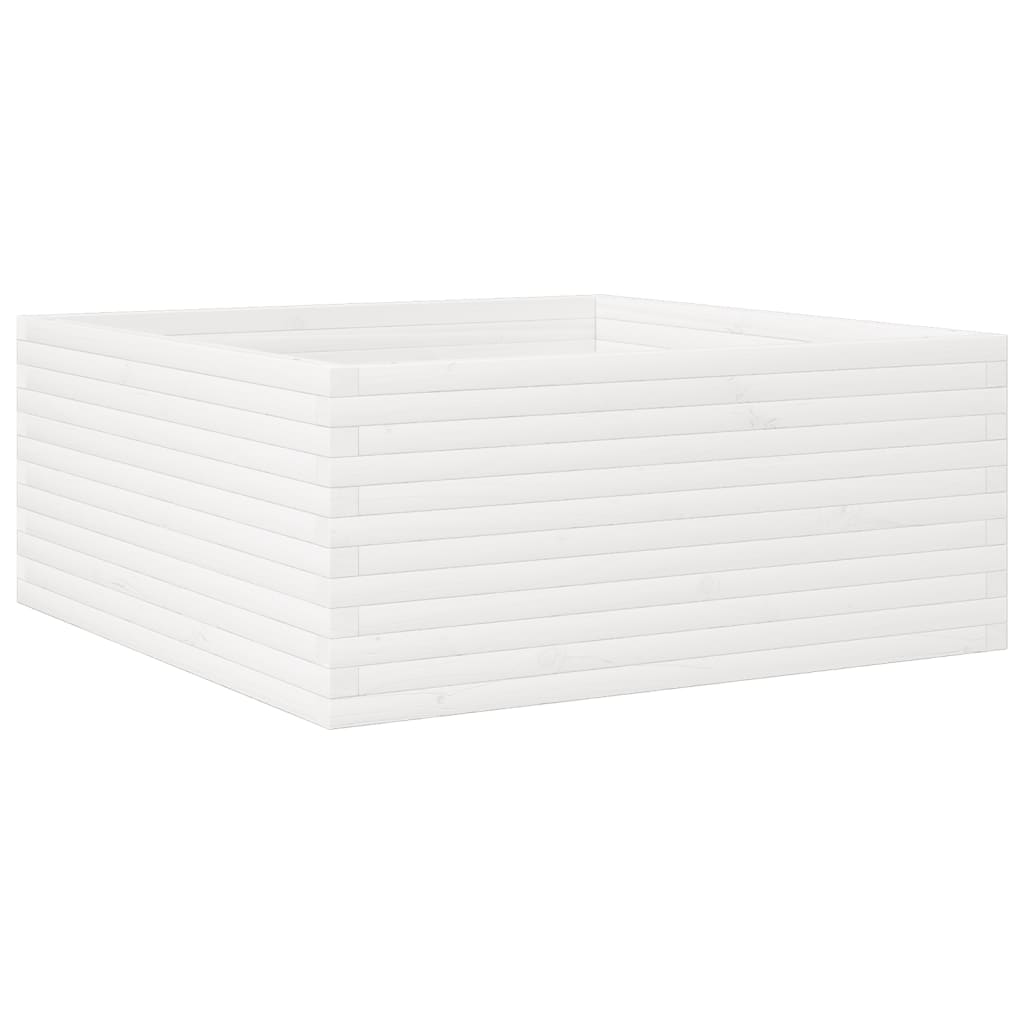 Plantekasse hvit 110x110x46 cm heltre furu
