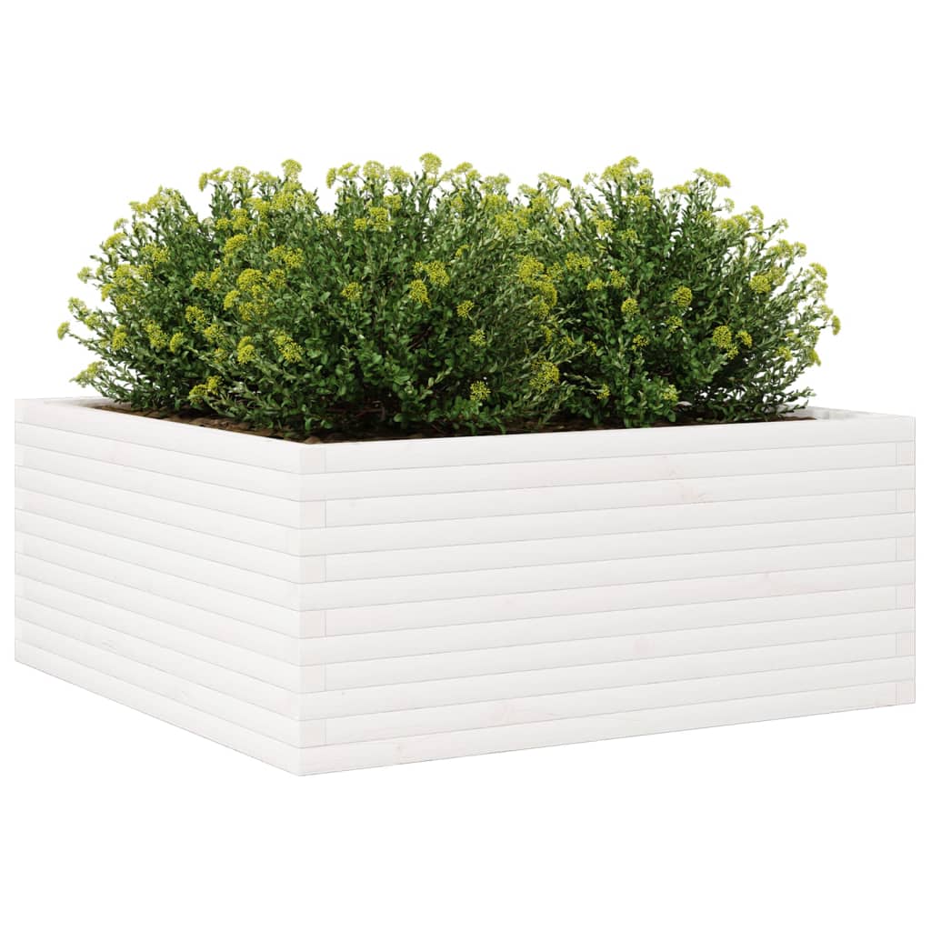 Plantekasse hvit 110x110x46 cm heltre furu
