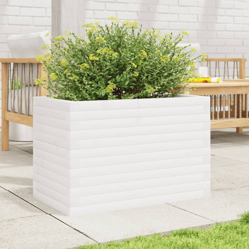 Plantekasse hvit 70x40x46 cm heltre furu