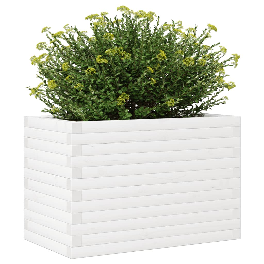 Plantekasse hvit 70x40x46 cm heltre furu