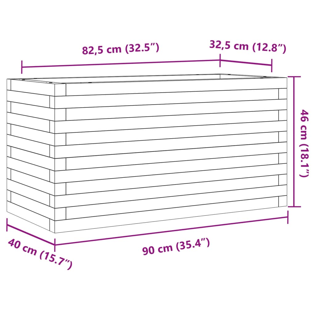 Plantekasse voksbrun 90x40x46 cm heltre furu