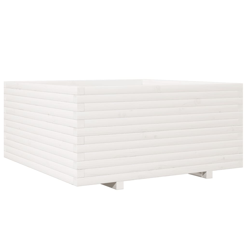 Plantekasse hvit 100x100x49,5 cm heltre furu