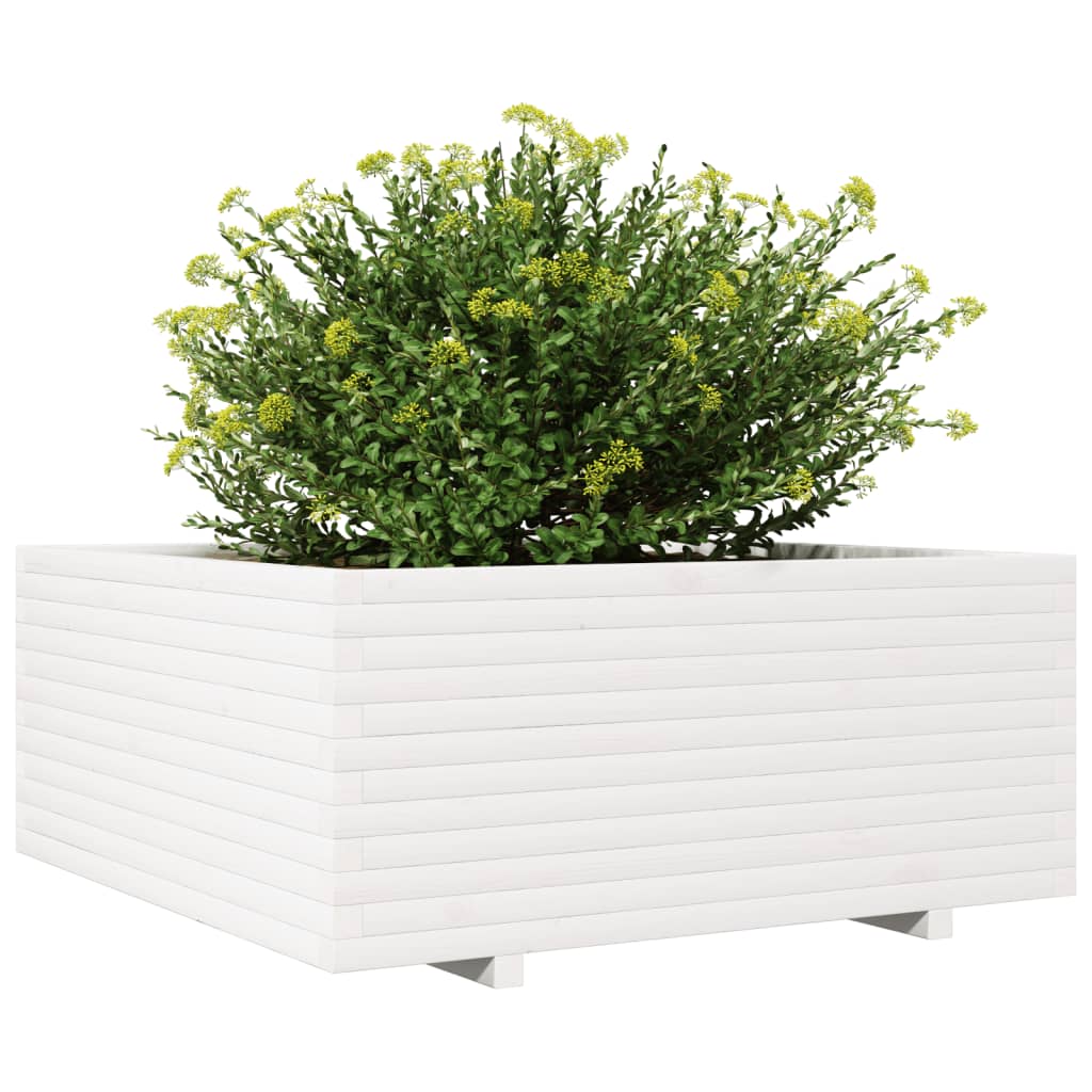 Plantekasse hvit 110x110x49,5 cm heltre furu
