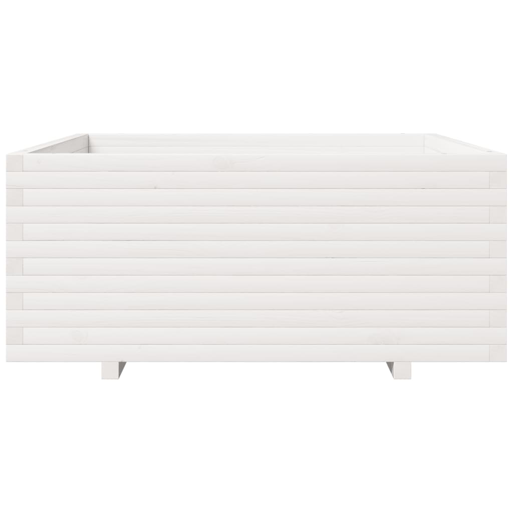 Plantekasse hvit 110x110x49,5 cm heltre furu