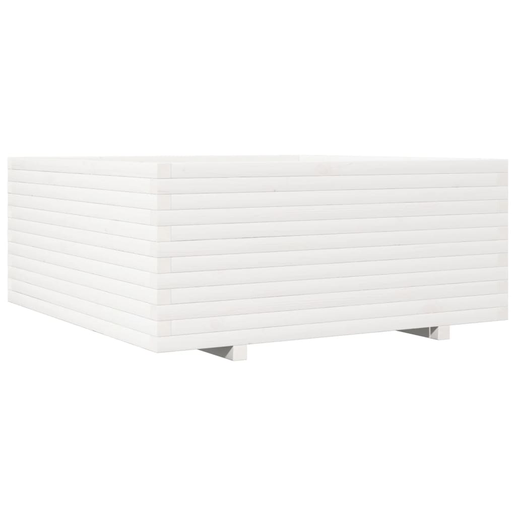 Plantekasse hvit 110x110x49,5 cm heltre furu
