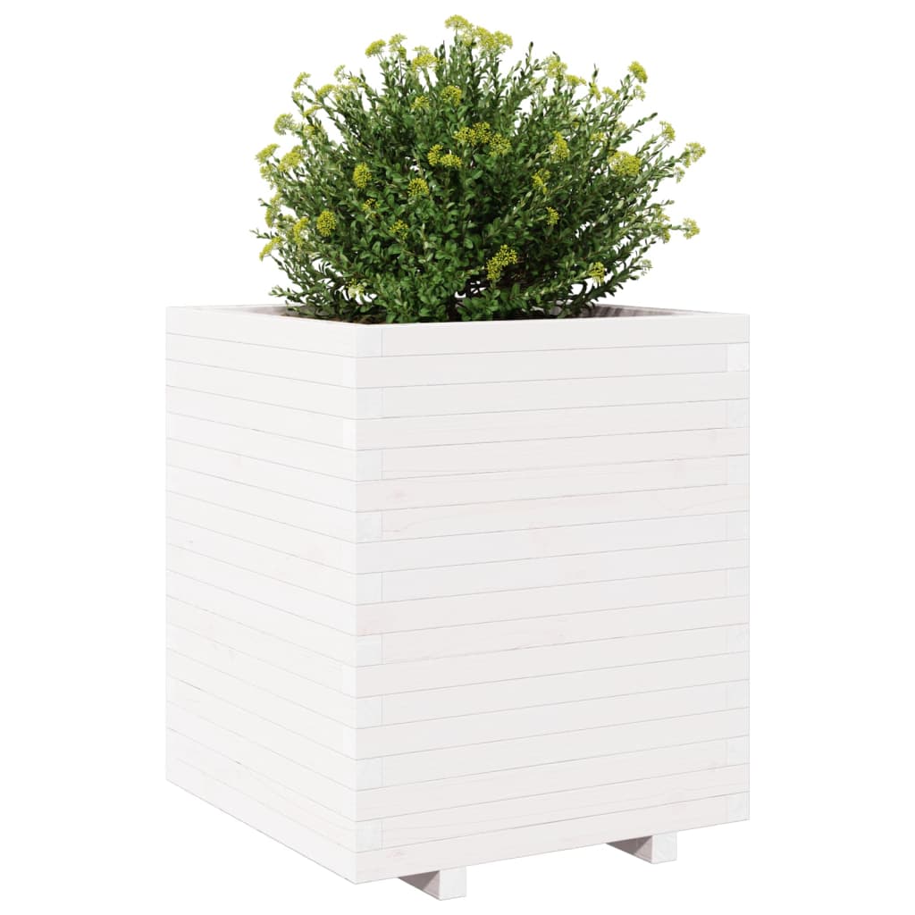 Plantekasse hvit 60x60x72,5 cm heltre furu