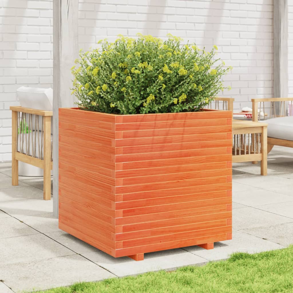 Plantekasse voksbrun 70x70x72,5 cm heltre furu