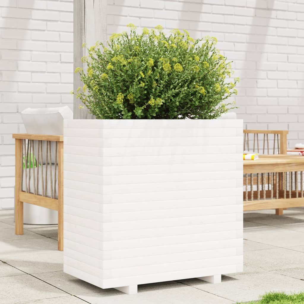 Plantekasse hvit 70x40x72,5 cm heltre furu
