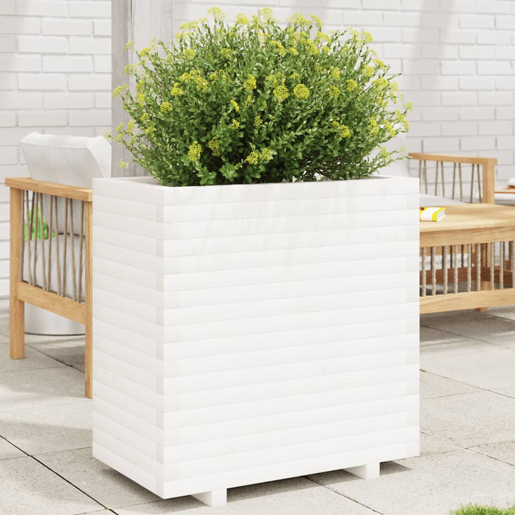 Plantekasse hvit 70x40x72,5 cm heltre furu