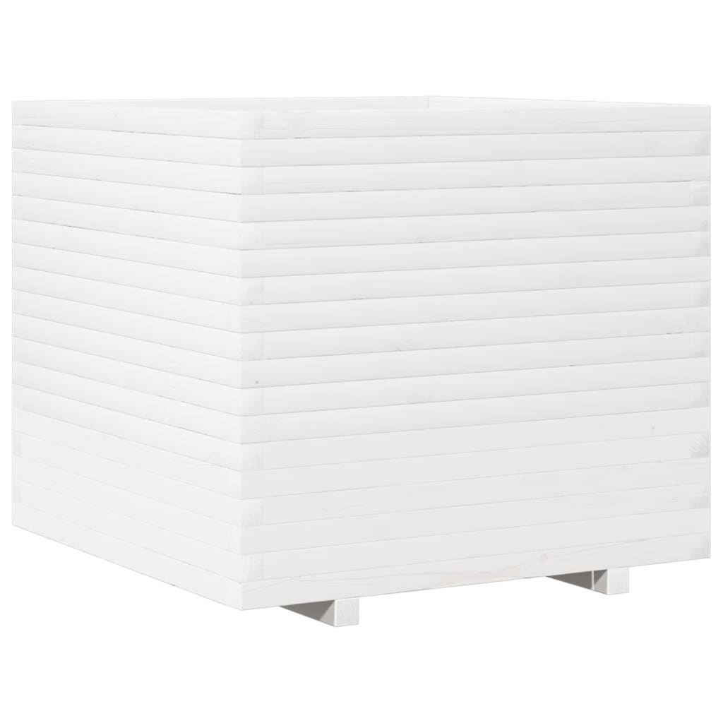Plantekasse hvit 80x80x72 cm heltre furu