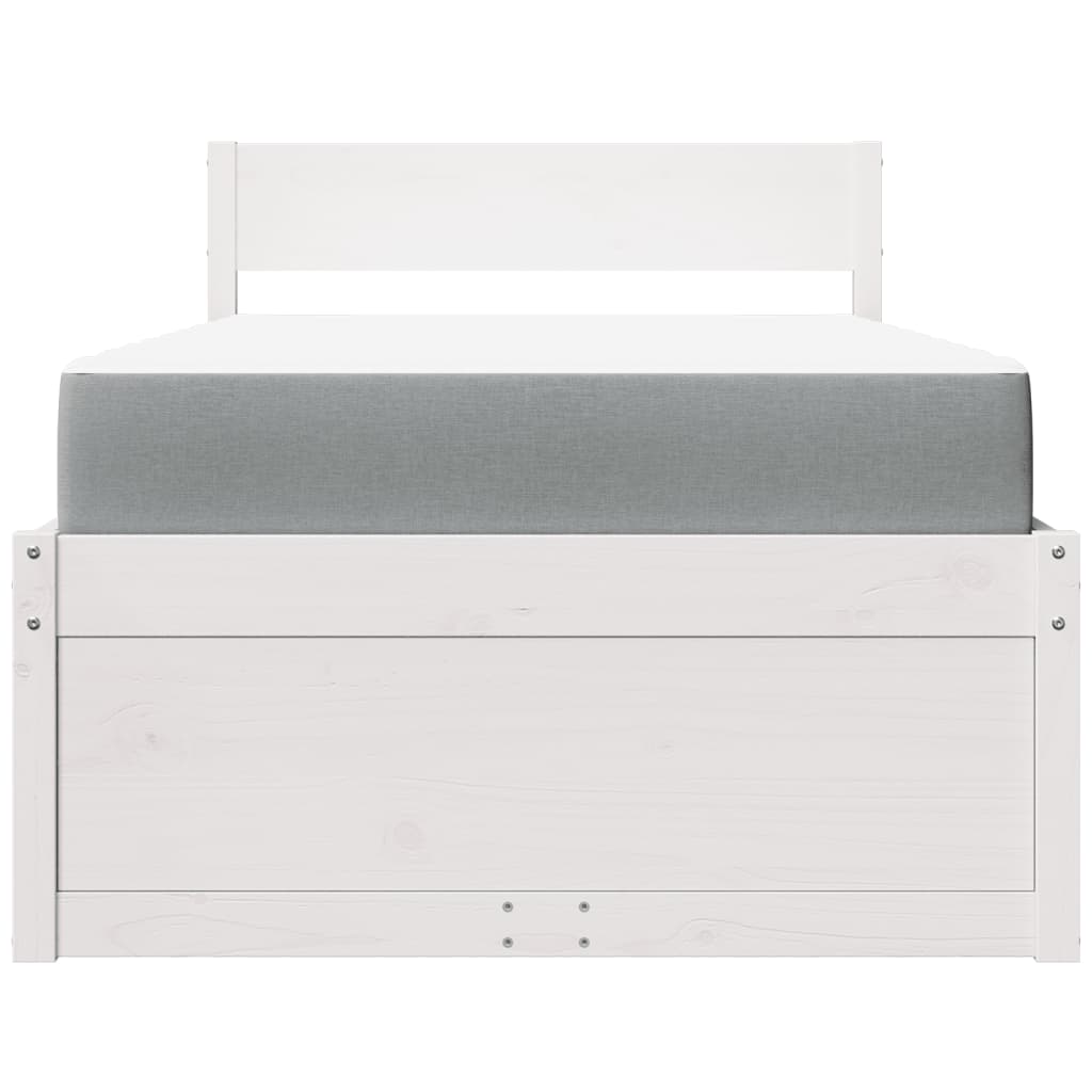 Seng med skuffer og madrass hvit 90x190 cm heltre furu