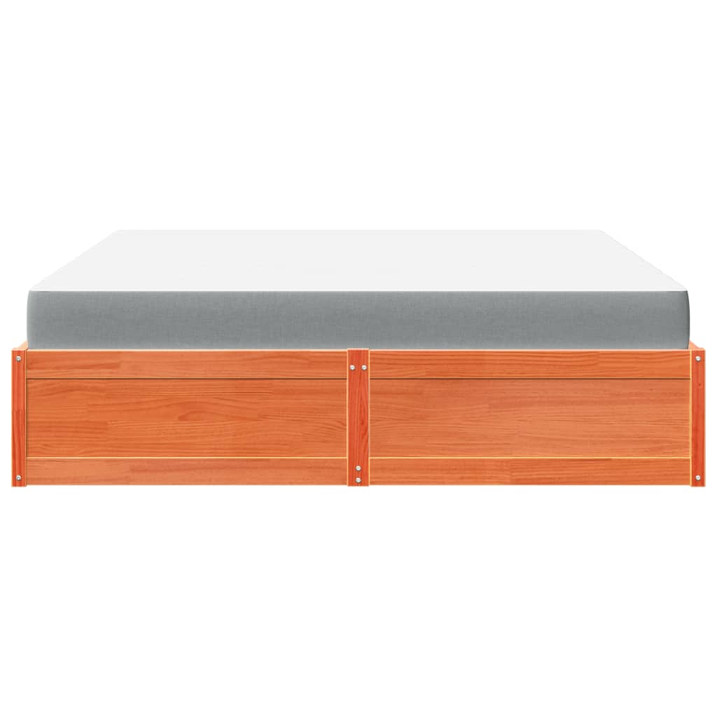 Seng med madrass voksbrun 180x200 cm heltre furu