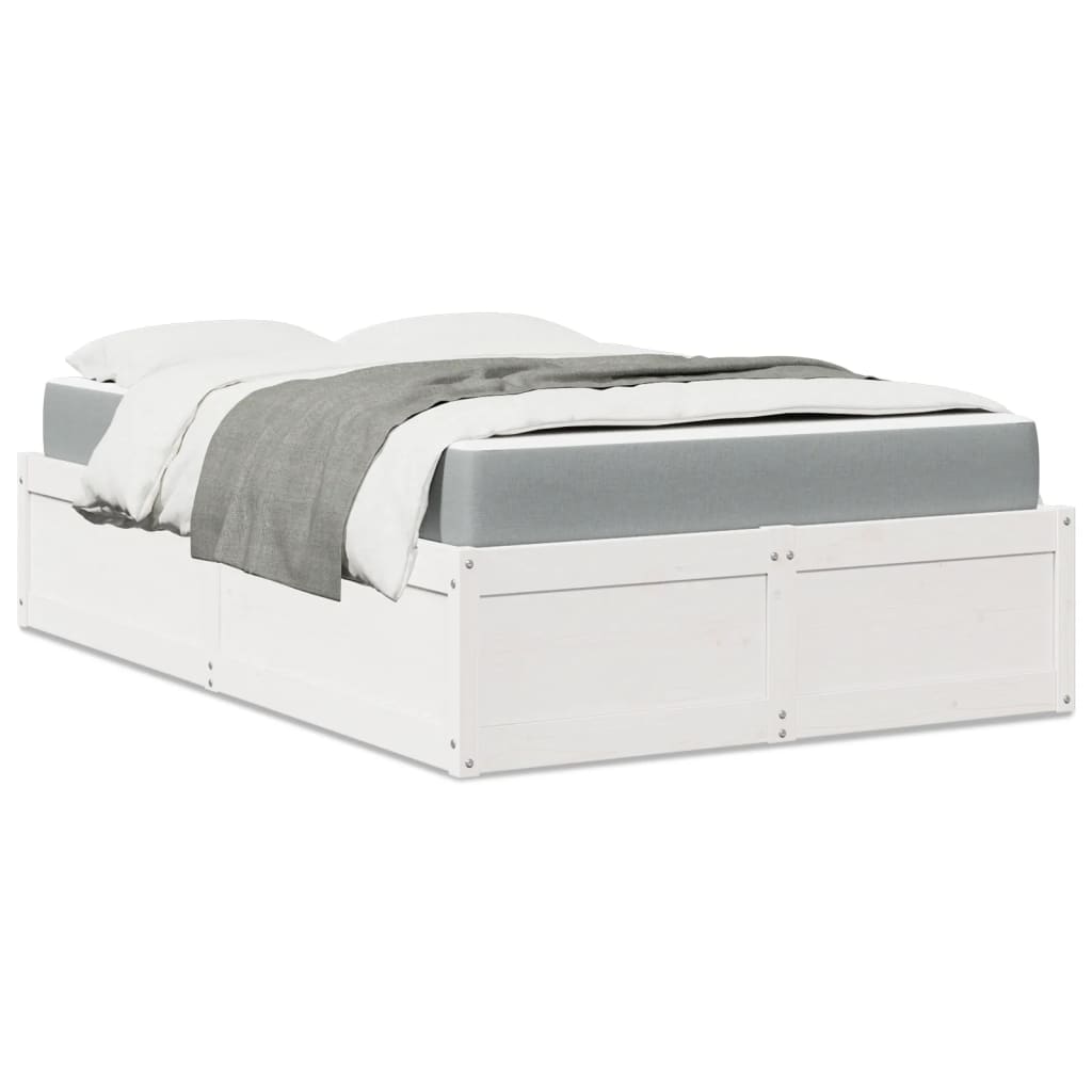Seng med madrass hvit 120x200 cm heltre furu