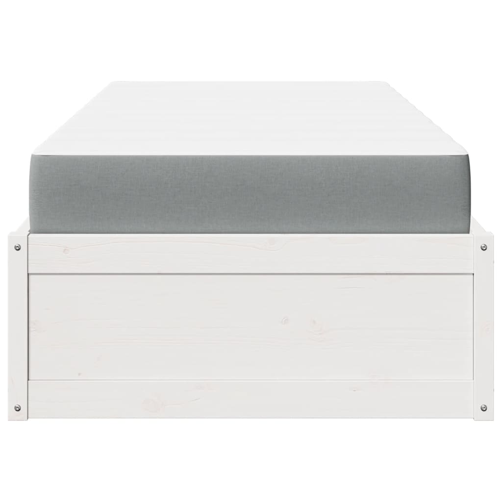 Seng med madrass hvit 100x200 cm heltre furu