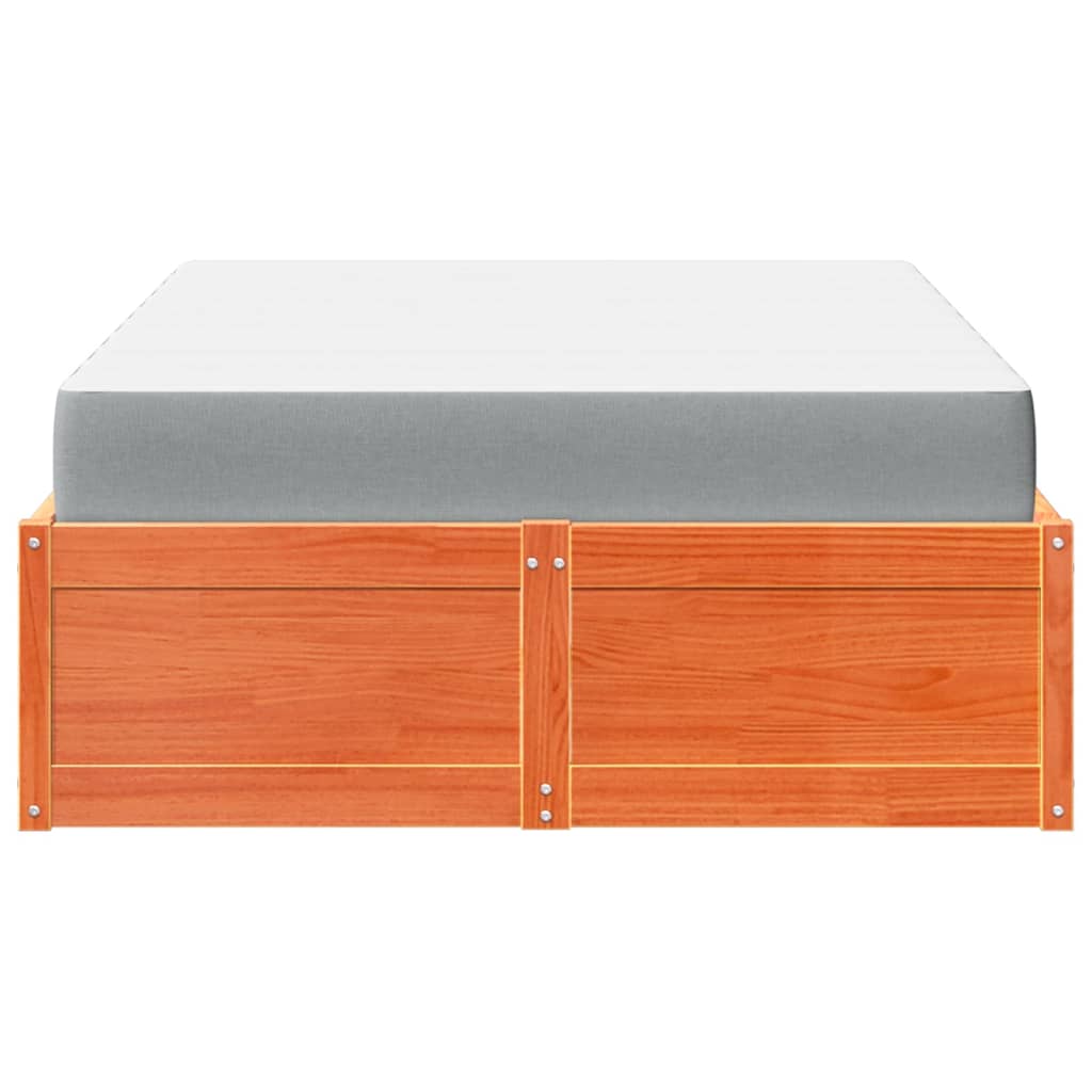 Seng med madrass voksbrun 140x190 cm heltre furu