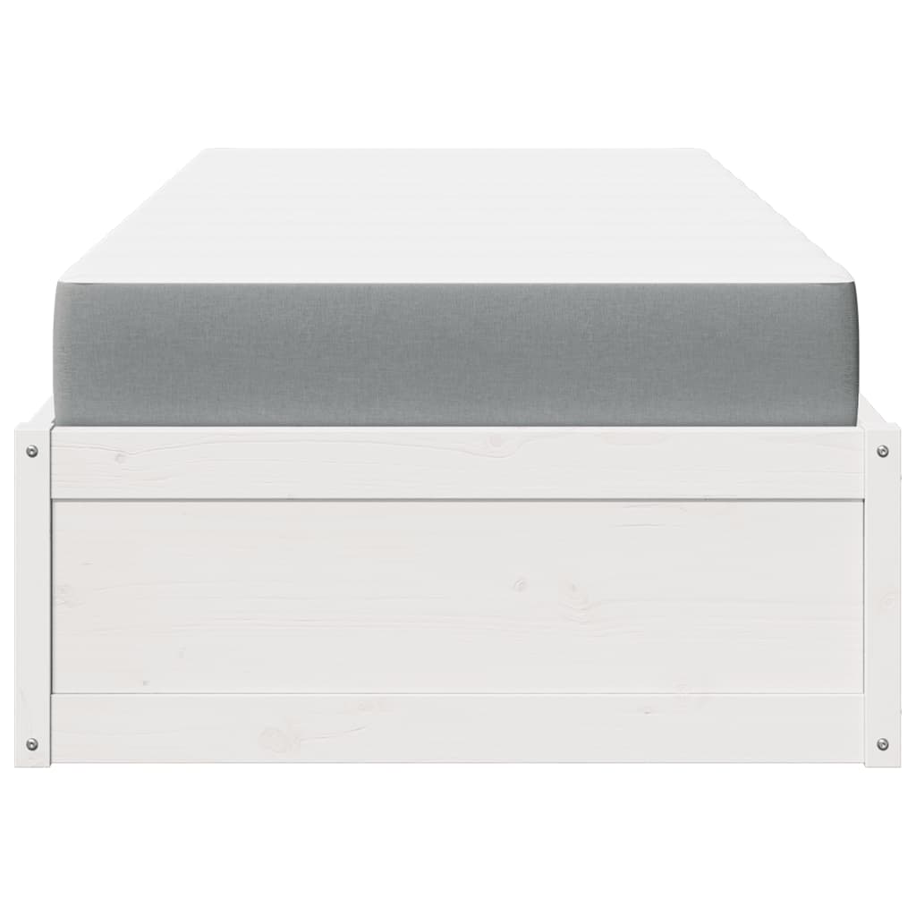 Seng med madrass hvit 90x190 cm heltre furu