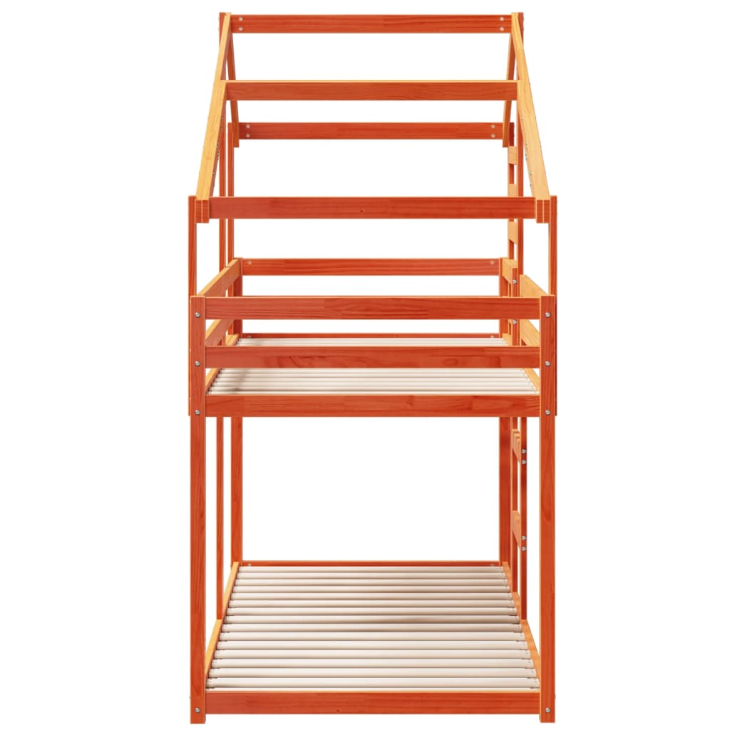 Barneseng med tak voksbrun 80x200 cm heltre furu