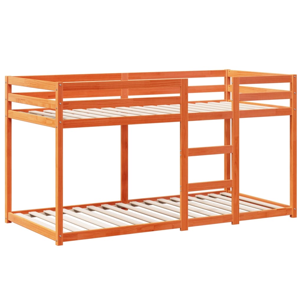 Barneseng med tak voksbrun 80x200 cm heltre furu