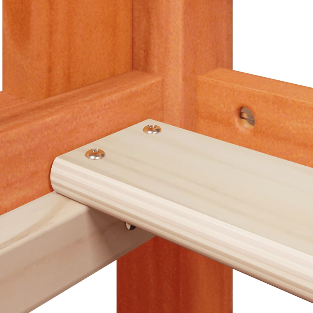 Køyeseng med tak voksbrun 90x200 cm heltre furu