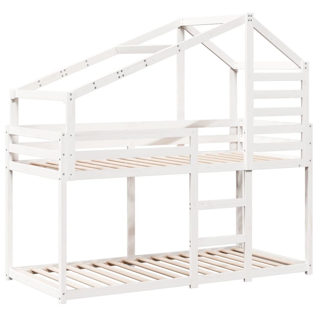 Køyeseng med tak hvit 75x190 cm heltre furu