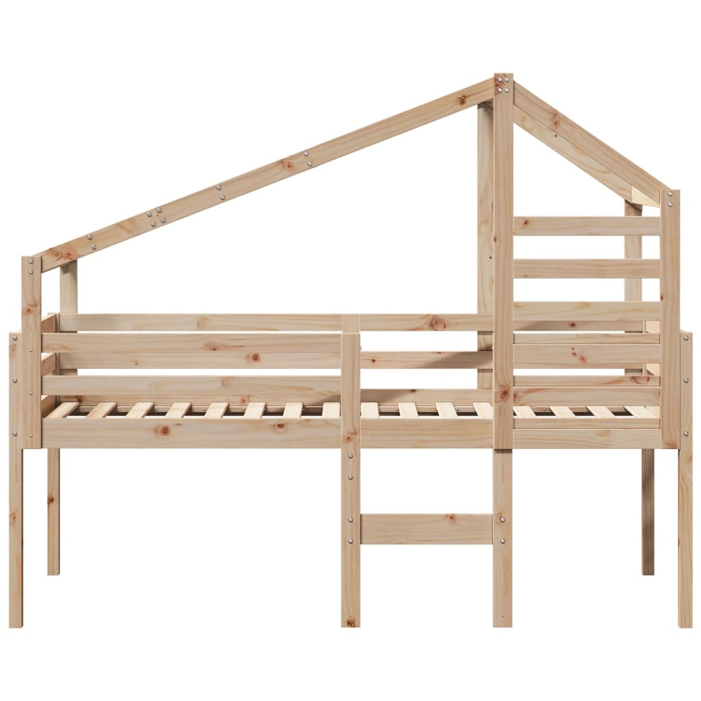Høyseng med tak 90x200 cm heltre furu