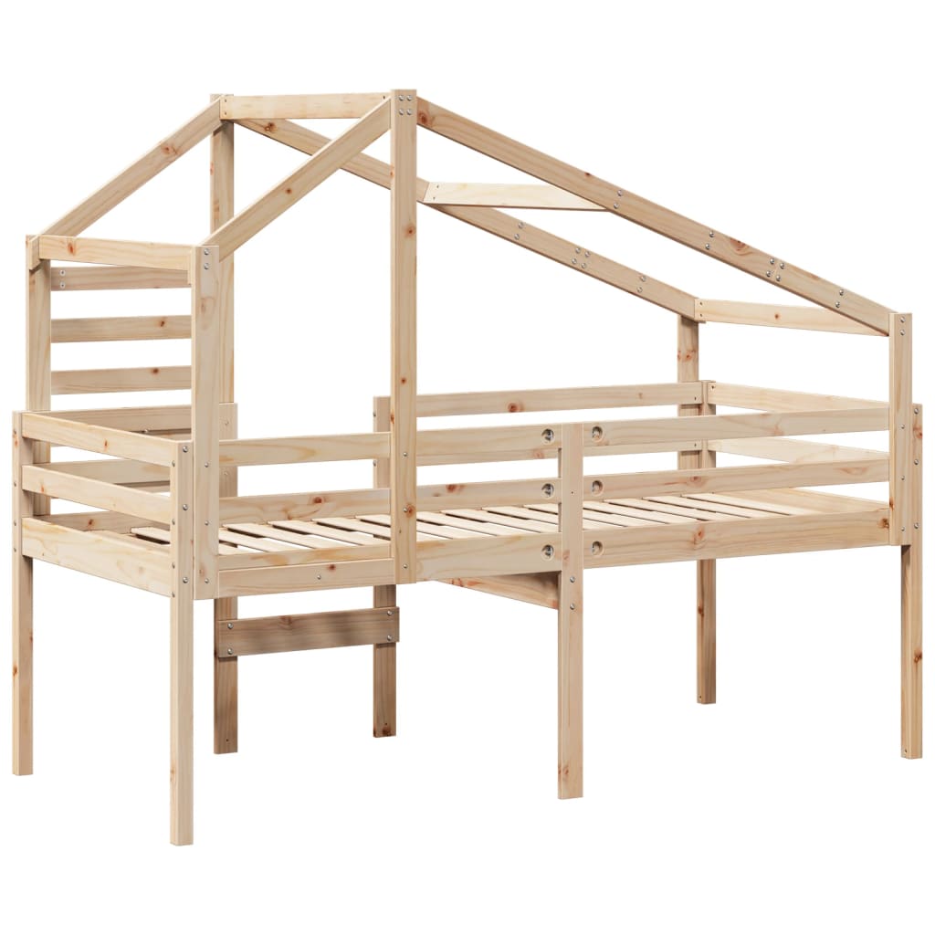 Høyseng med tak 90x190 cm heltre furu