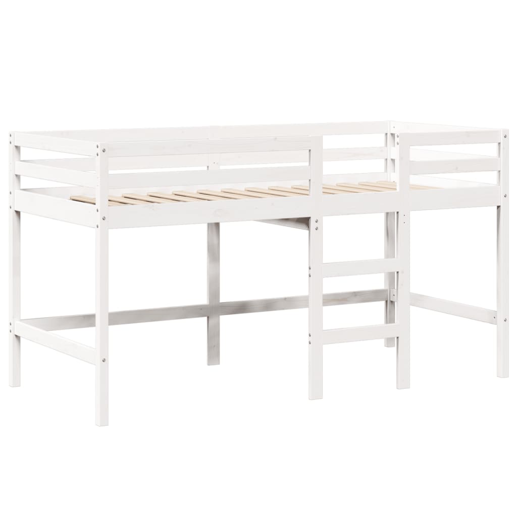 Køyeseng med stige og tak hvit 90x190 cm heltre furu