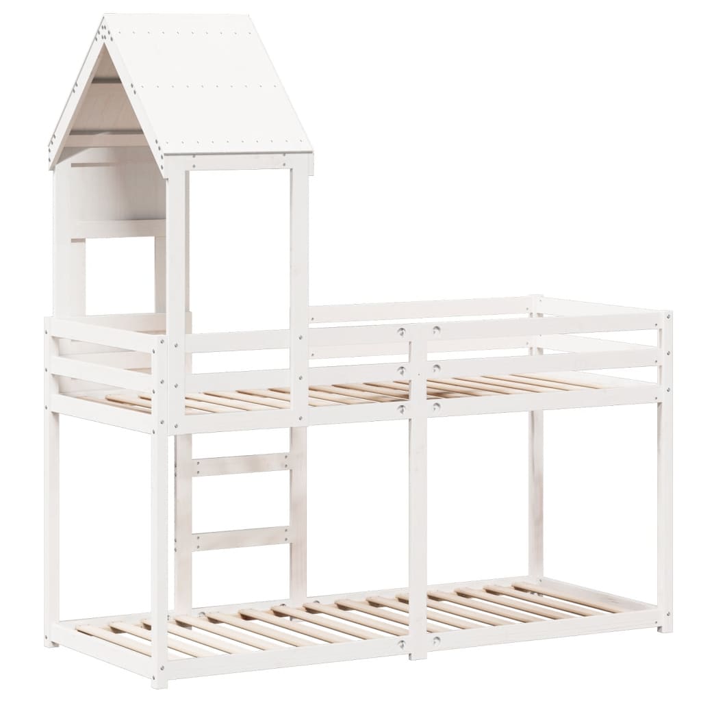 Køyeseng med tak hvit 90x190 cm heltre furu