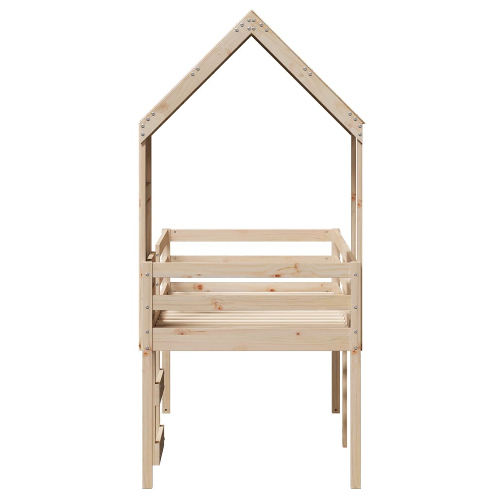 Høyseng med tak 90x200 cm heltre furu