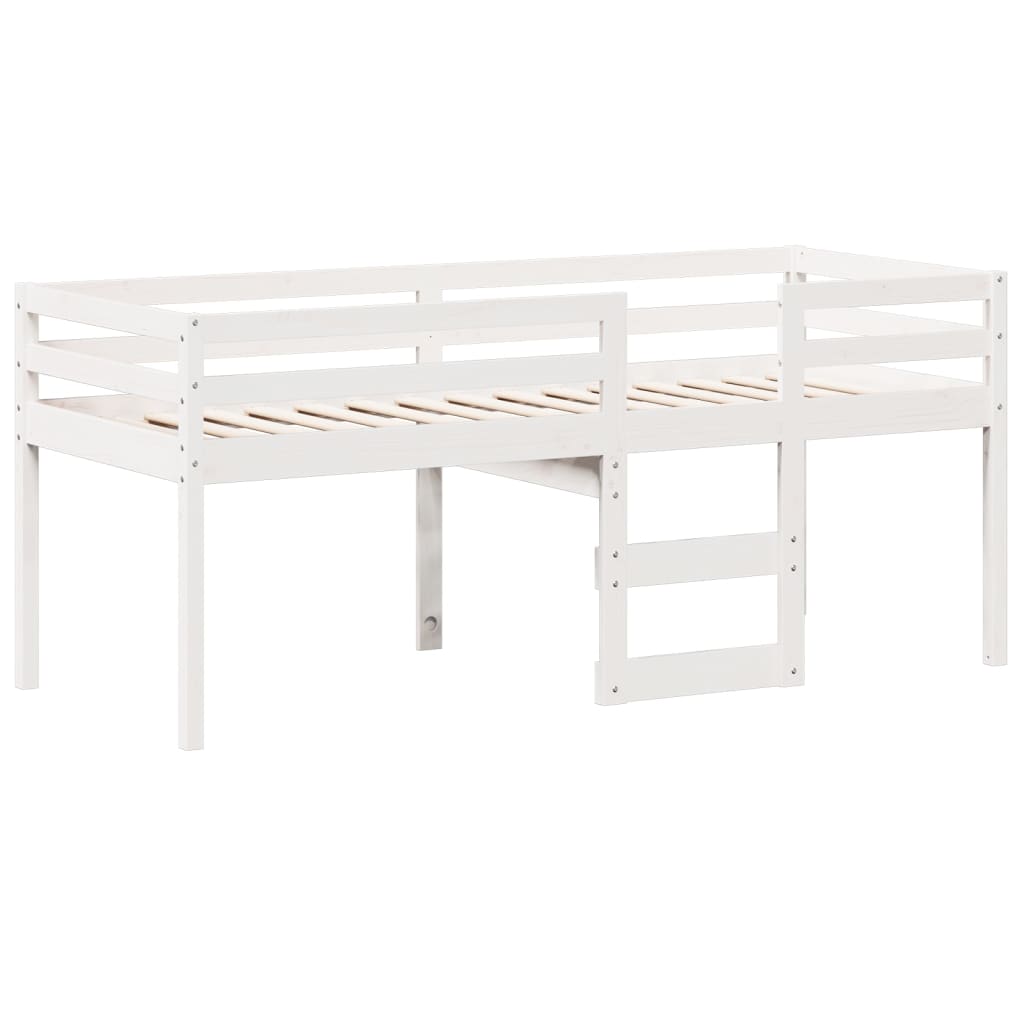 Høyseng med tak hvit 90x200 cm heltre furu