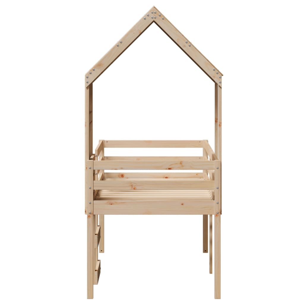 Høyseng med tak 90x190 cm heltre furu