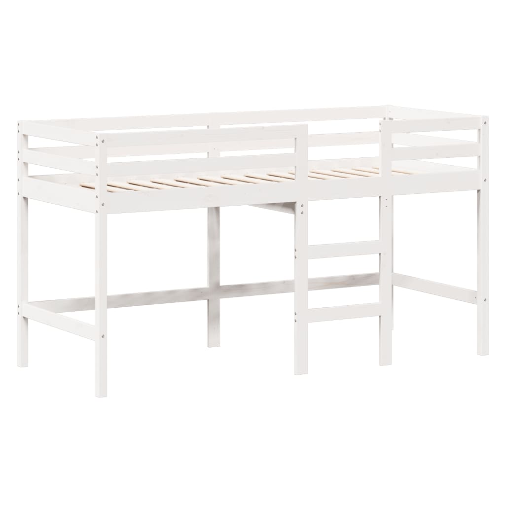 Køyeseng med stige og tak hvit 90x190 cm heltre furu