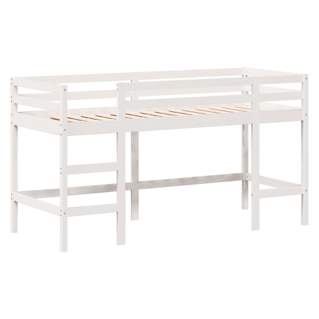 Køyeseng med stige og tak hvit 90x200 cm heltre furu