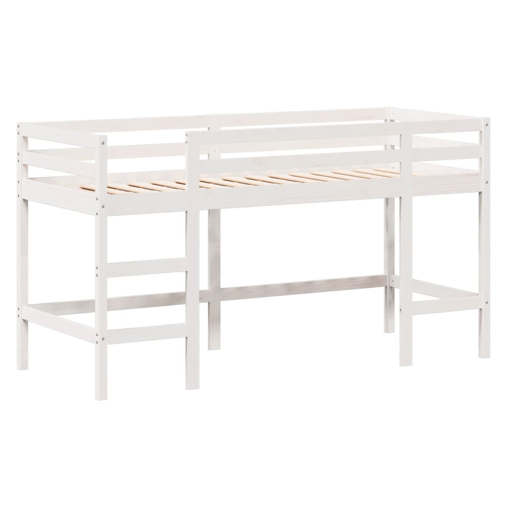 Køyeseng med stige og tak hvit 90x190 cm heltre furu