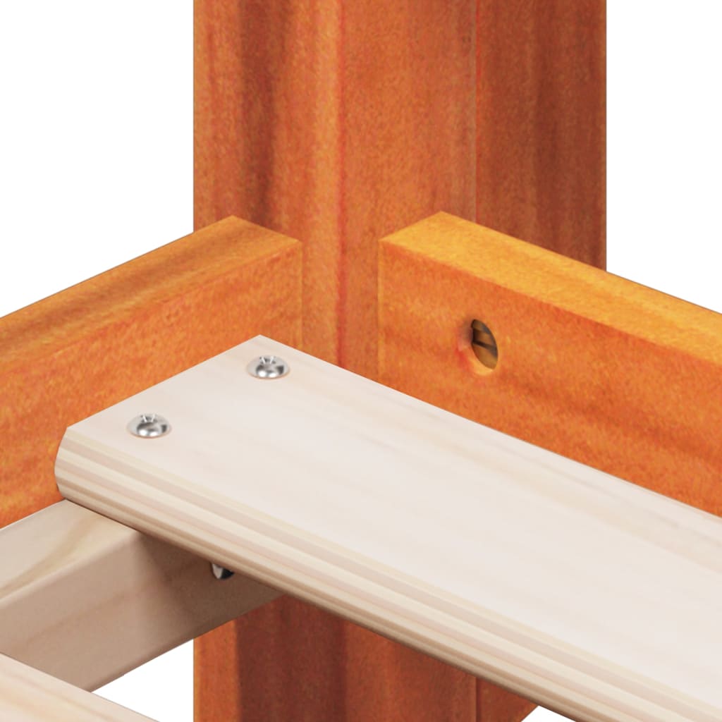 Barneseng med tak voksbrun 80x200 cm heltre furu