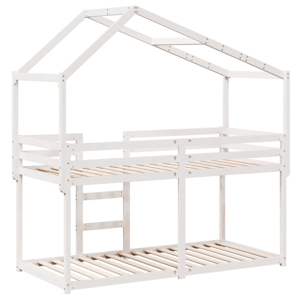 Køyeseng med tak hvit 90x190 cm heltre furu