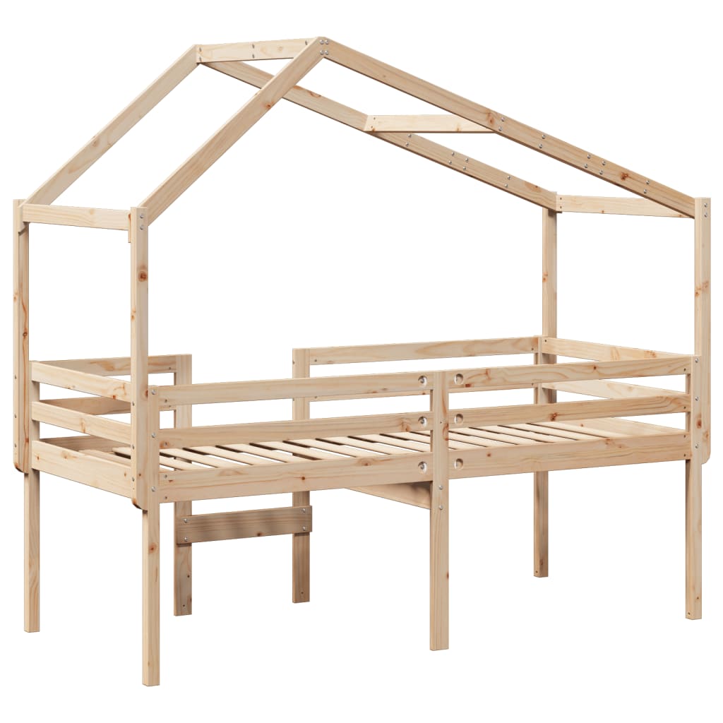 Høyseng med tak 80x200 cm heltre furu