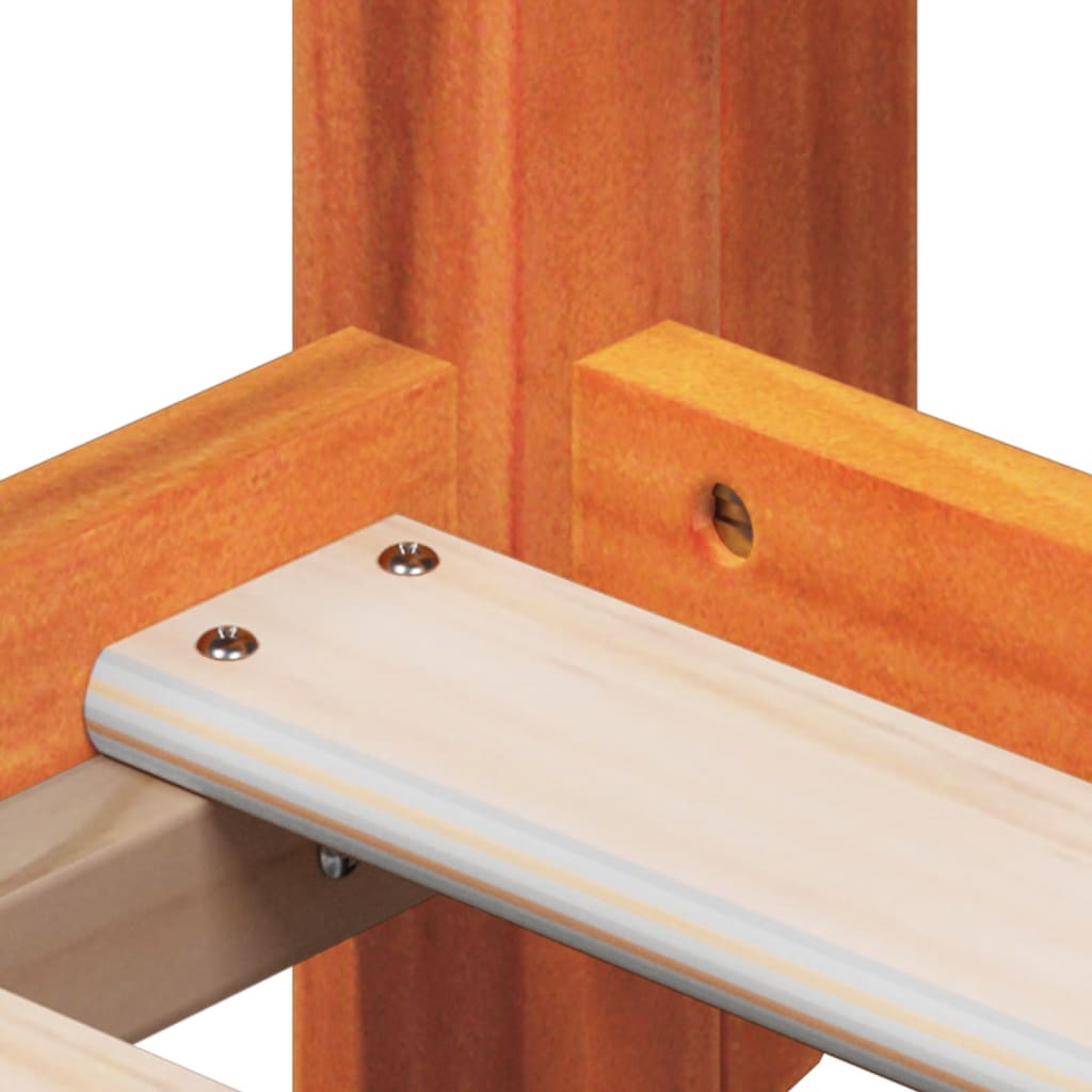 Høyseng med tak voksbrun 80x200 cm heltre furu