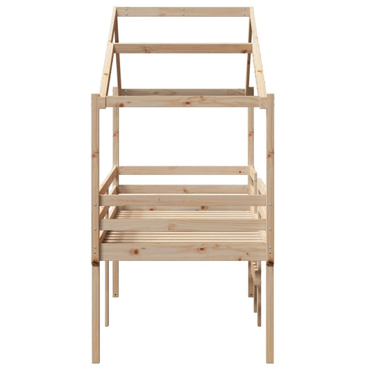 Høyseng med tak 90x190 cm heltre furu