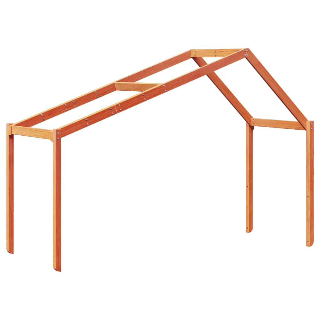 Høyseng med tak voksbrun 90x190 cm heltre furu